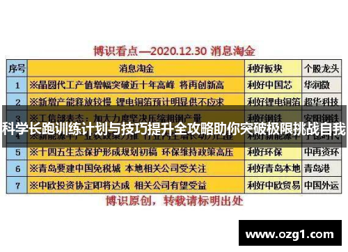 科学长跑训练计划与技巧提升全攻略助你突破极限挑战自我